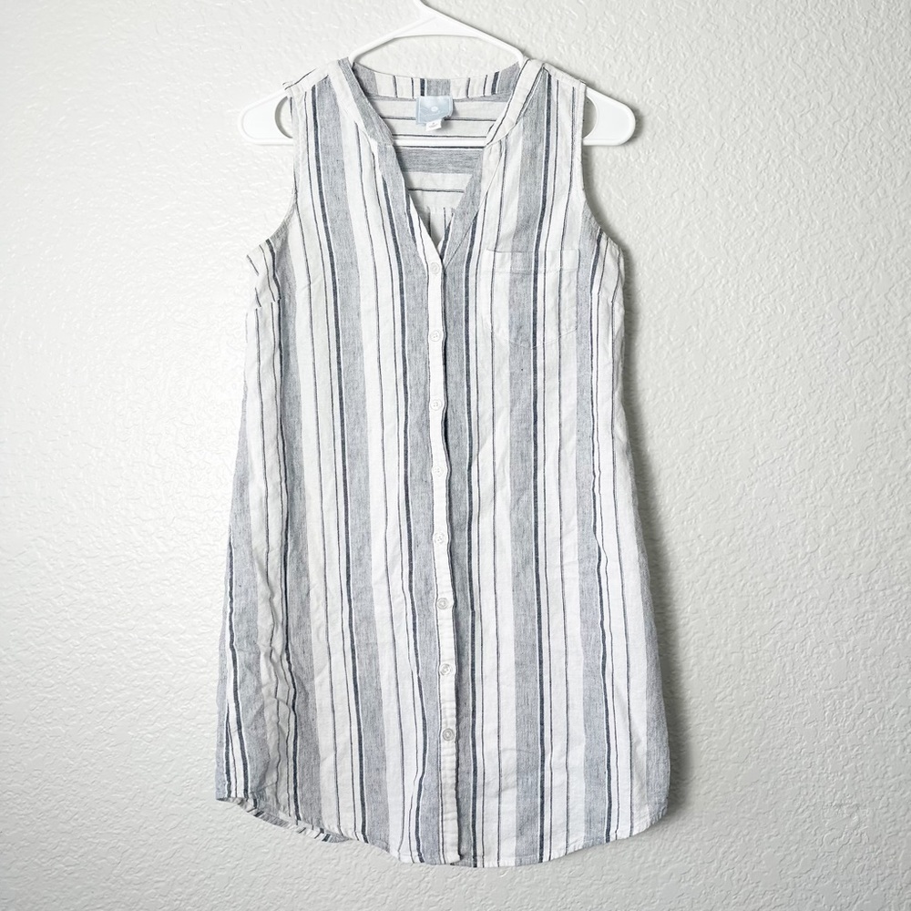 Sunday Navy and White Stripped Shirt Dress